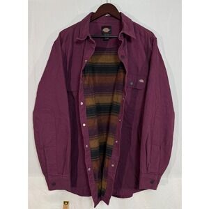Dickies Flannel Lined Workwear Shirt Jacket XL Burgundy